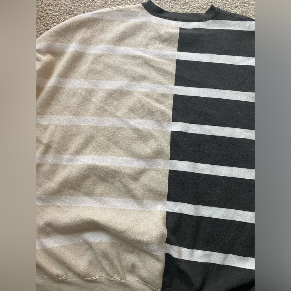 Free People Uptown Stripe Crewneck Pullover Sweater Oatmeal Combo Small - Picture 10 of 11